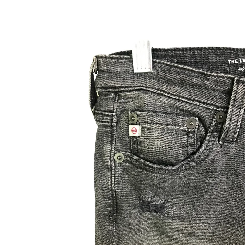 AG Adriano Goldschmied Women's Skinny Jeans Black Denim Distressed Rip Denim 26R